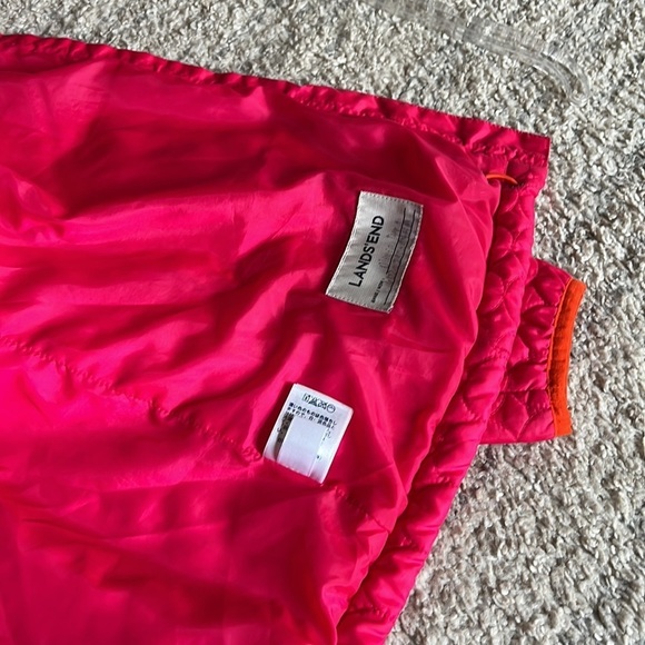 Land’s End hooded puffer jacket. Girls XL pink orange trim. EUC. - Picture 7 of 9